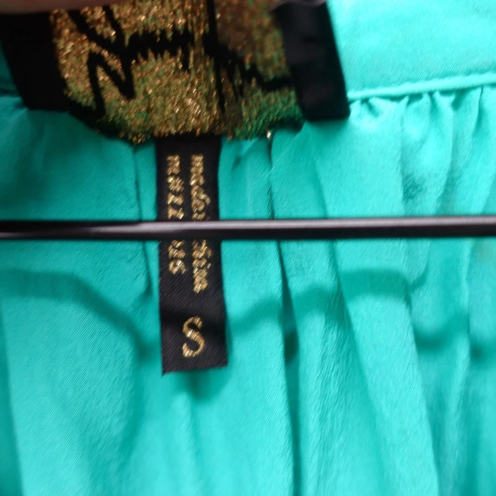 Boho Chic Resort Silk Blouse YUMI KIM Womens SMALL Seafoam Green Henley Popover
